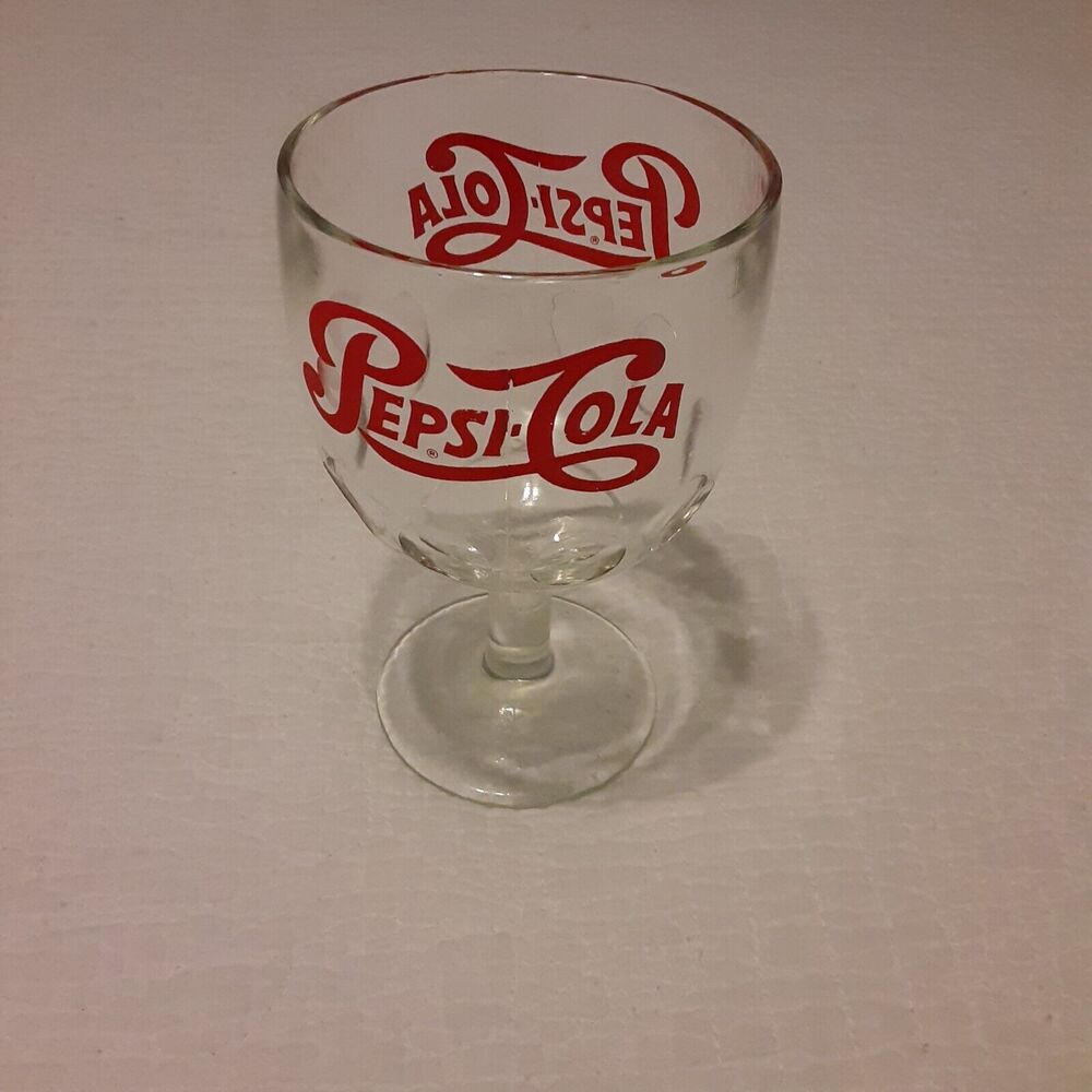 Vintage Thumbprint Pepsi Cola Goblet Glass